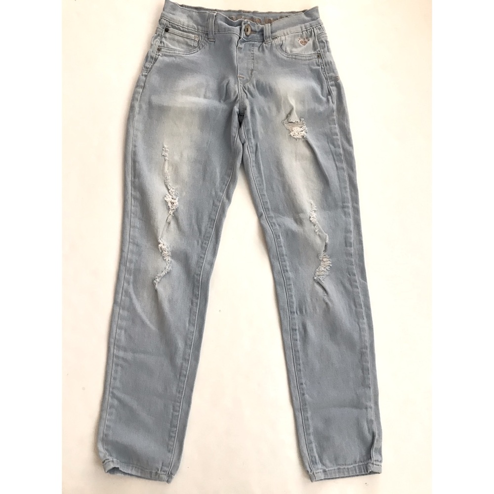 Justice Girls Distressed Light Blue Jeans    12R